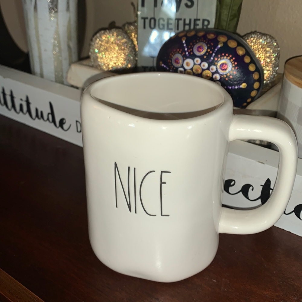 Rae Dunn by Magenta 16 oz “NICE”Mug Cream/ Black EUC